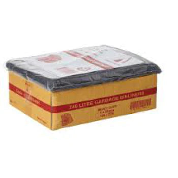 Garbage Bin Liner, Heavy Duty Black,On Roll 240L CTN/100