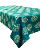 Avalon Teal White Tablecloth