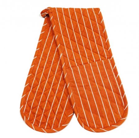 Regatta Double Oven Mitt Orange and White Stripe