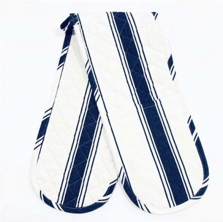 Caribbean Double Oven Mitt Navy and White Stripe