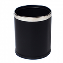 Waste Basket Double Wall PVC  Leather Cover Black 3L