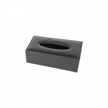 Tissue Box Cover PU Leather Black Rectangle