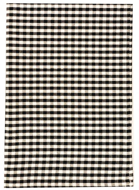 Gingham Check Black Tea Towel