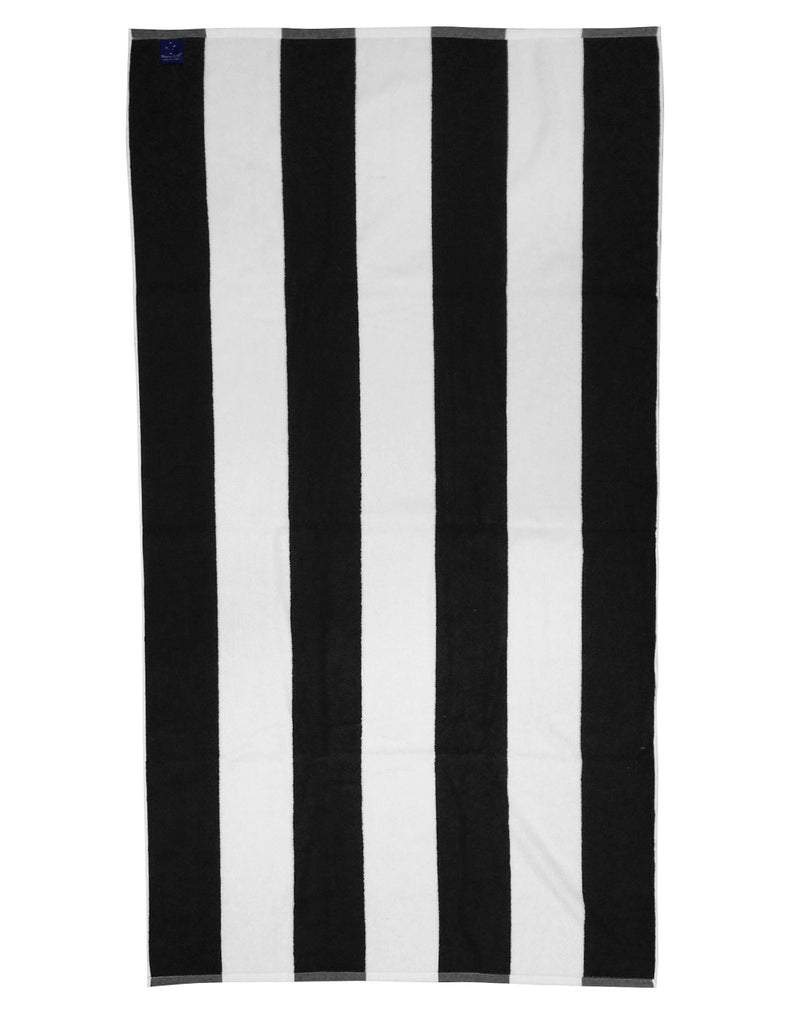 Resort Stripe Beach and Pool Towel Black