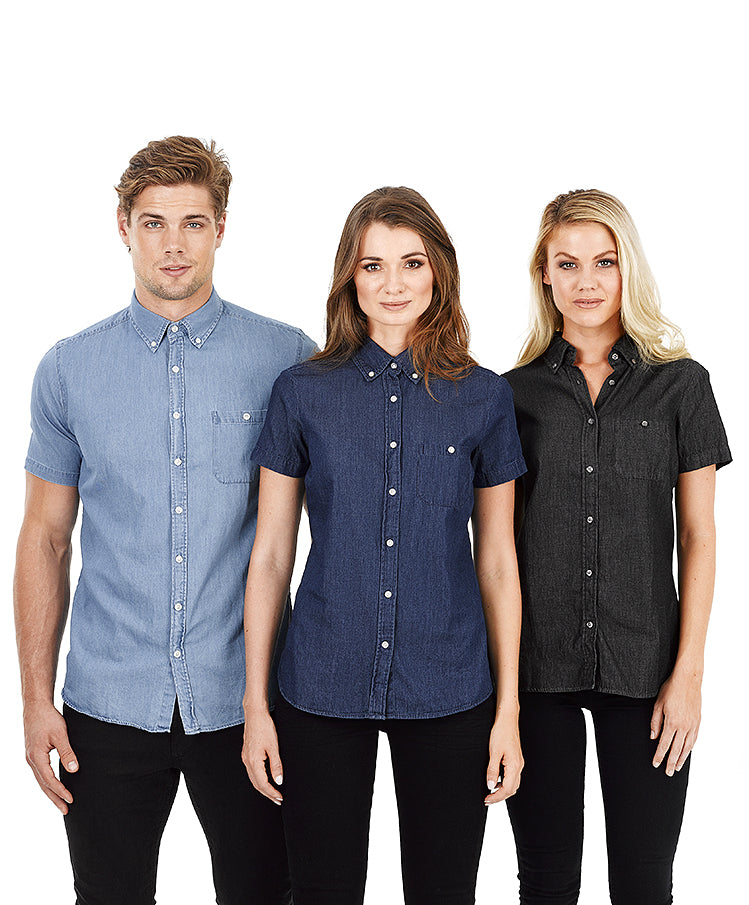 Ladies Modern Denim Shirt Short Sleeve Dylan