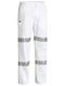 Taped White Cotton Drill Pants For Men