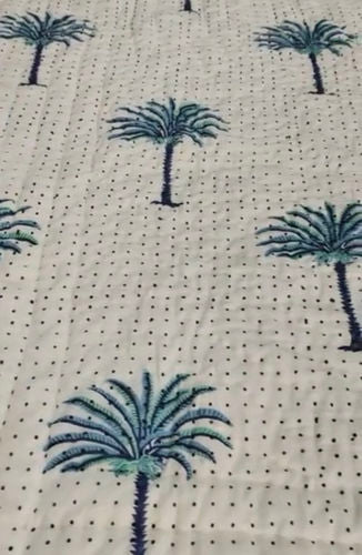 Aqua Palm Tree Dotted Quilt