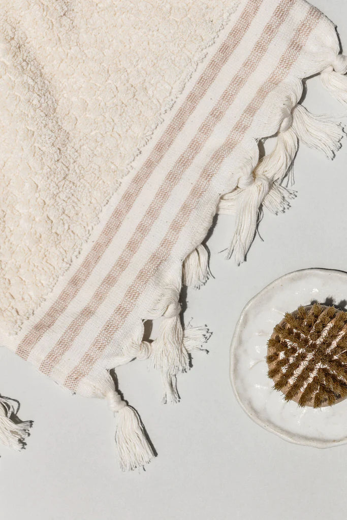 Pompom Turkish Cotton Bath Sheet - Natural