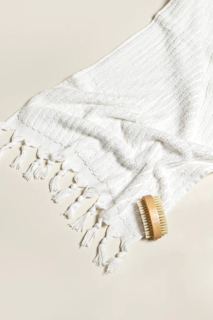 Turkish Cotton Hand Towel - White Stripes