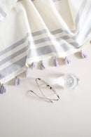 Malta Turkish Towel - Pale Grey and Natural