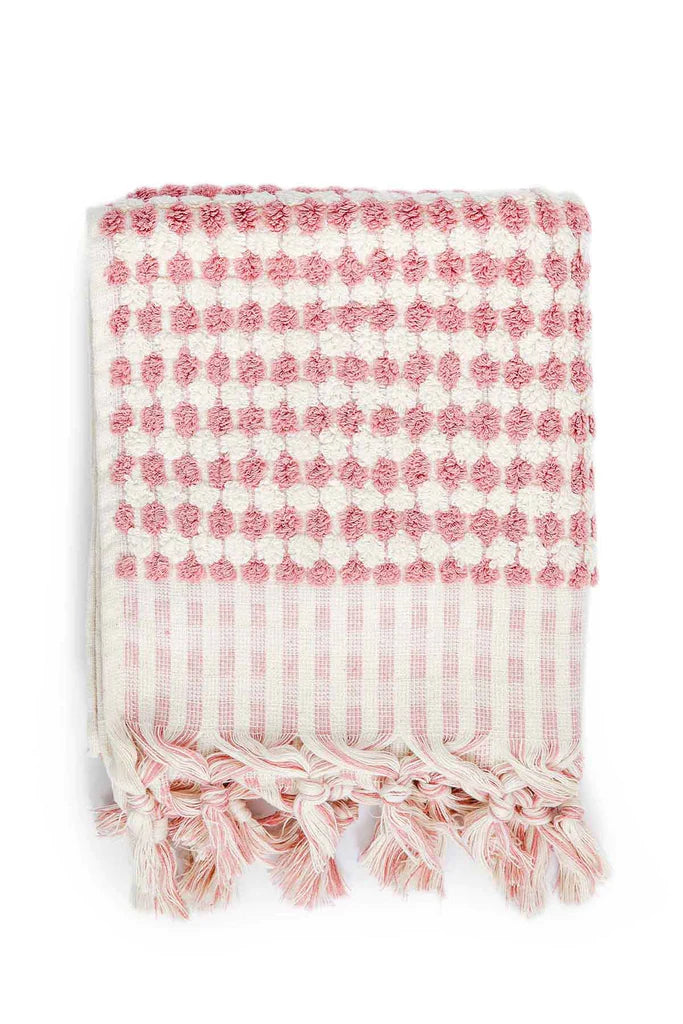 Pompom Turkish Cotton Hand Towel - Pink Clay