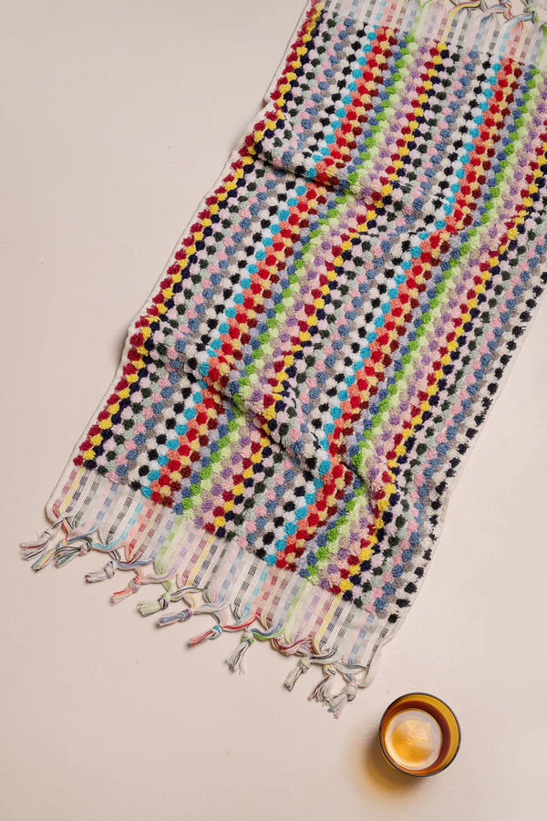 Pompom Turkish Cotton Hand Towel - Multicoloured