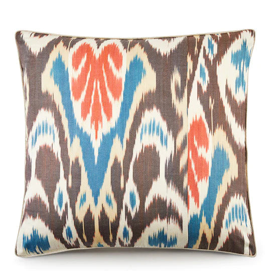 Hand Woven Silk Road Cushion - Coral