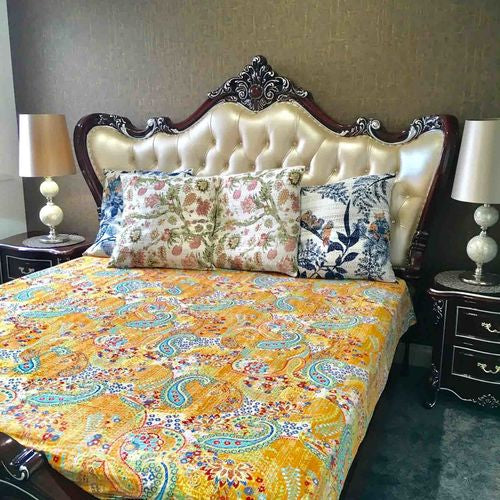 Kantha Quilt Paisley Orange