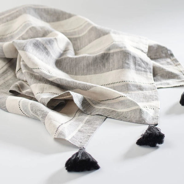 Camisa Linen Throw with Black Tassels