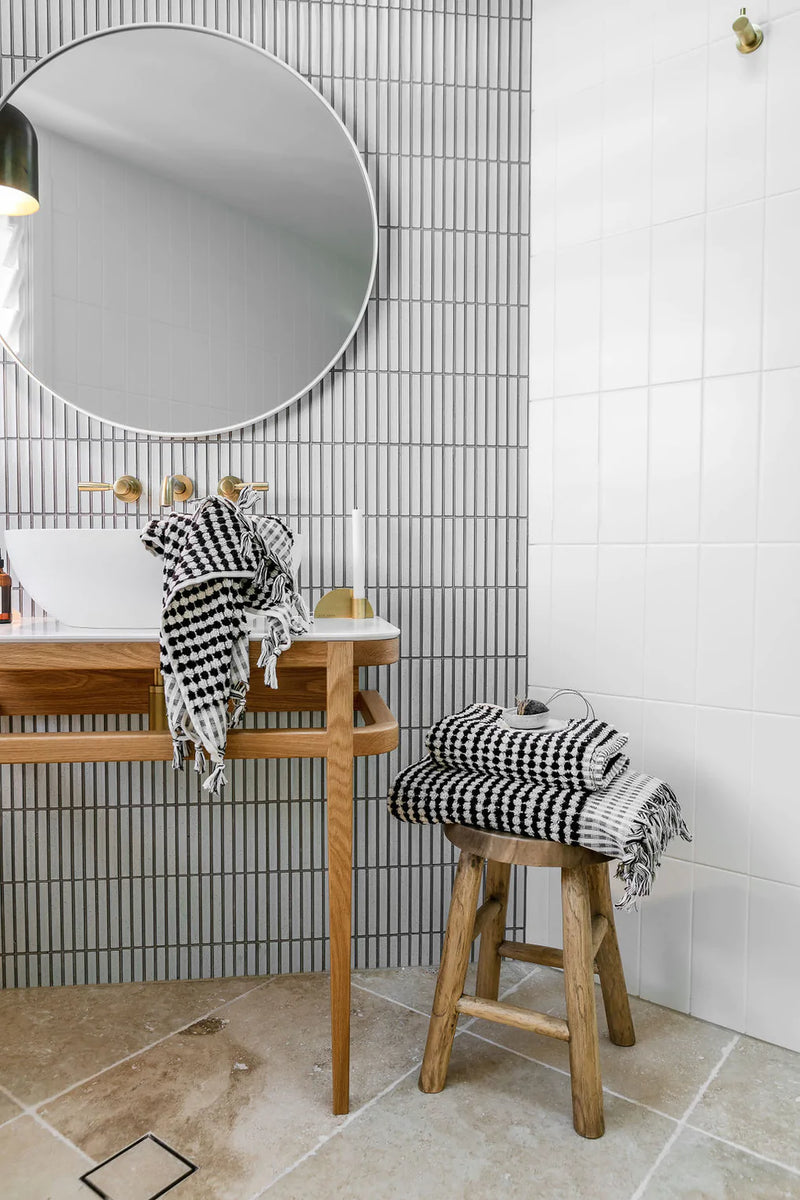 Black + White Pompom Bathroom Set