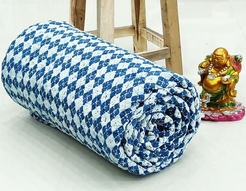 Indigo Cross Line Quilted Quilt