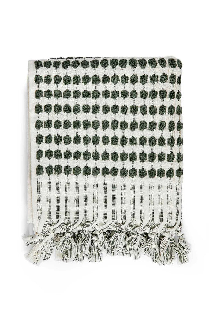 Pompom Turkish Cotton Hand Towel - Khaki