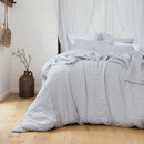 French Flax Linen Quilt Cover Set - Silver