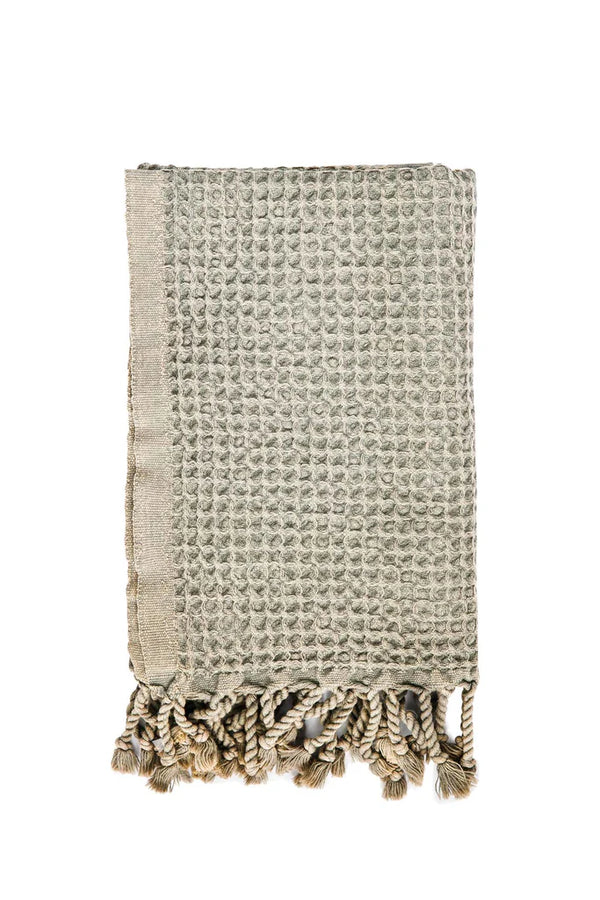 Waffle Turkish Hand Towel - Khaki Green