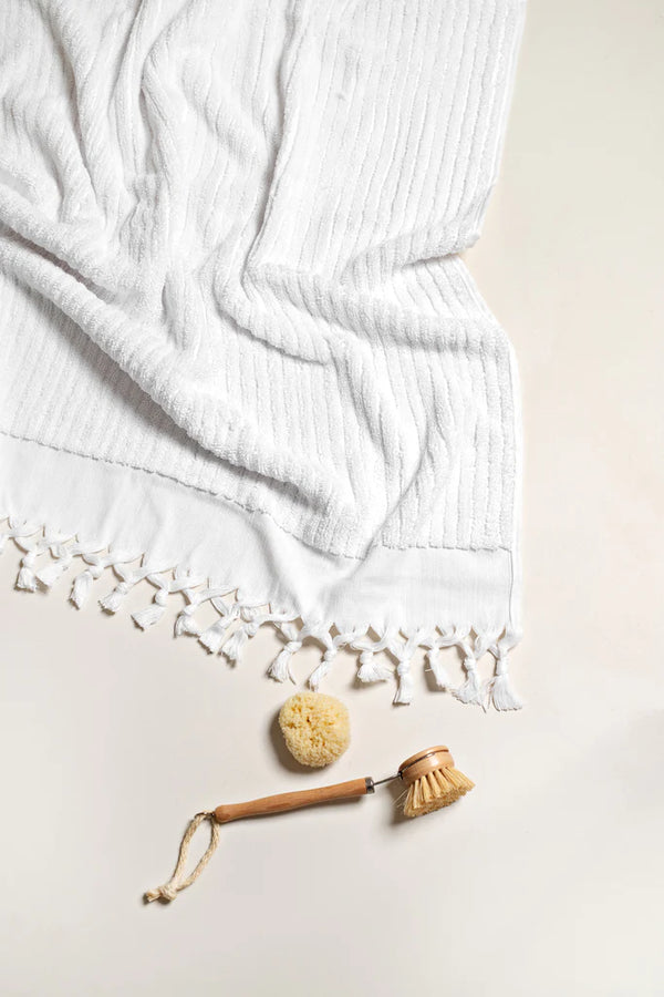 Turkish Cotton Bath Sheet - White Stripes