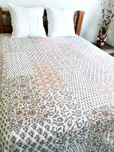 Kantha Quilt Patchwork Block Brown