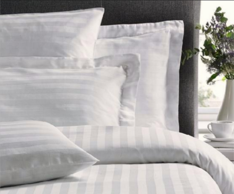 Satin Stripe Quilt Cover Sets - White