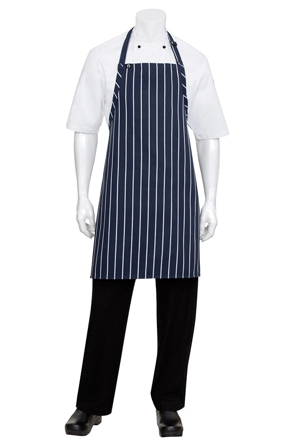 Professional Classic Bib Apron Navy/White Stripes