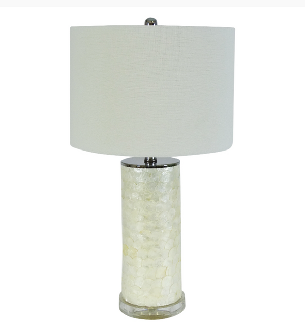 Mother of Pearl Table Lamp White & Cream Seashell