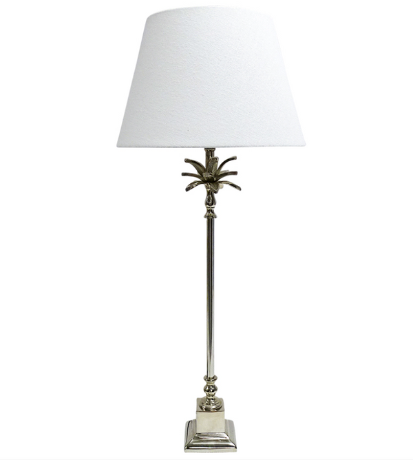 Palm Tree Design White & Silver Metal Style Table Lamp