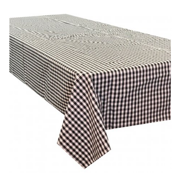 Gingham Check Black Tablecloth