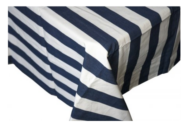 Hampton Navy White Tablecloth