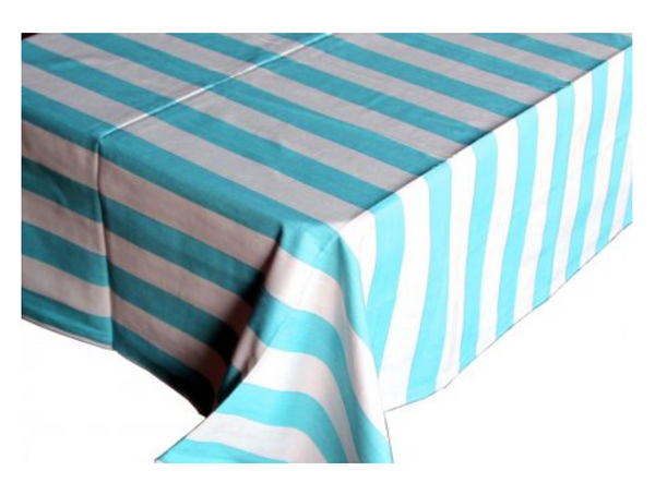 Waterfront Aqua White Tablecloth