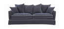 Hamptons 3 Seater Sofa/Queen Bed Sofa Navy with White Pipping