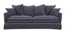 Hamptons 3 Seater Sofa Navy with White Pipping
