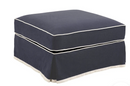 Hamptons Ottomans Slip Cover Navy with White