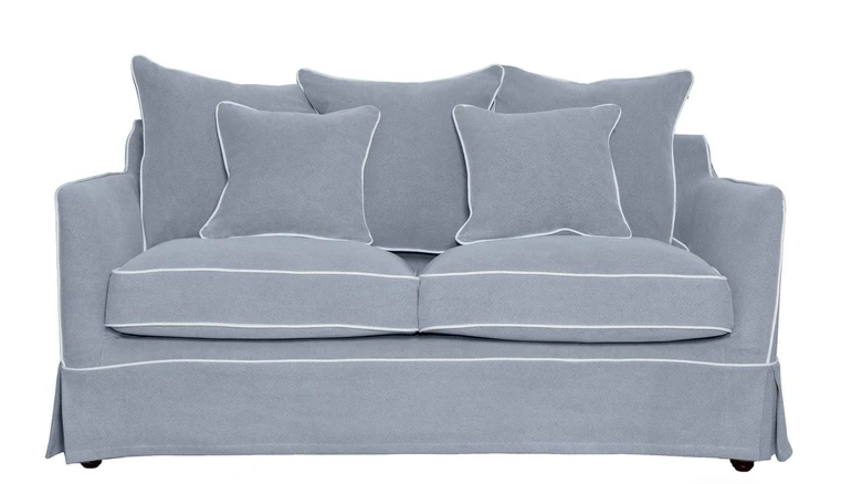 Hamptons 2 Seater Sofa Grey with White Pipping
