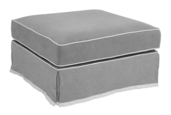 Hamptons Ottoman Grey with White Pipping