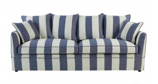 Blue Lagoon 3 Seater Sofa Denim with Cream Stripe