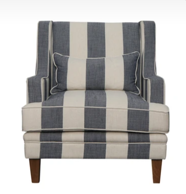 Blue Lagoon Arm Chair Denim with Cream Stripe