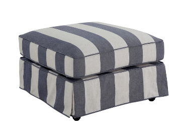 Blue Lagoon Ottoman Denim with Cream Stripe