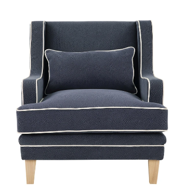 Mykonos Arm Chair Navy with White Pipping