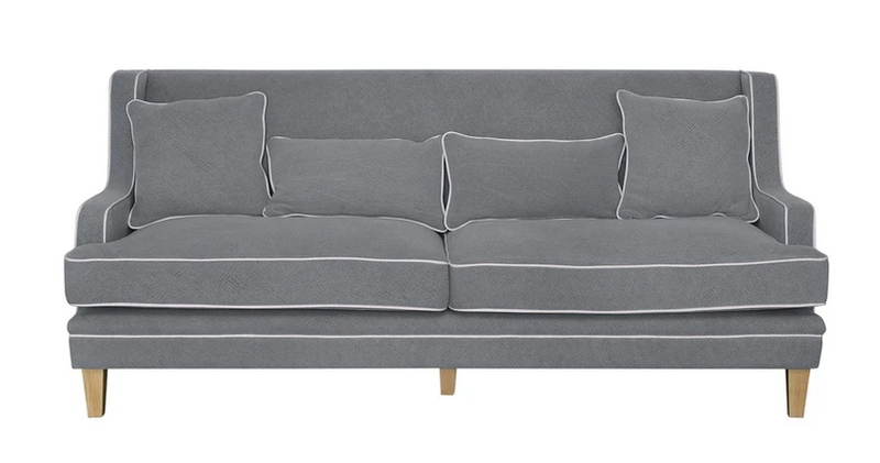 Mykonos 3 Seater Sofa Grey with White Pipping