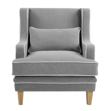 Mykonos Arm Chair Grey with White Pipping