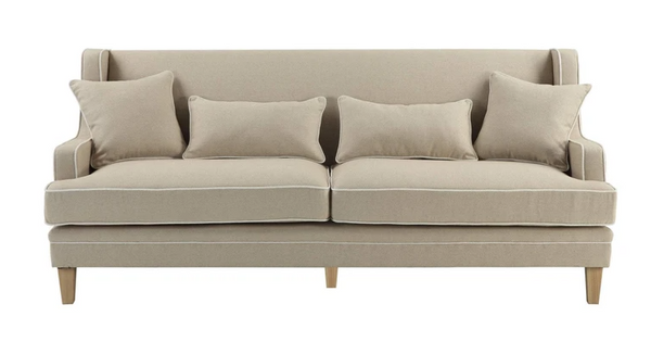 Mykonos 3 Seater Sofa Natural with White Pipping