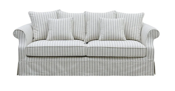 Whitsunday 3 Seater Silver Grey Stripe Sofa