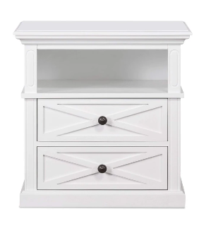 Hamptons White 2 Draw Bedside Table