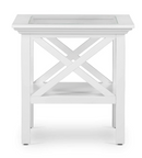 Hamptons White Glass Top Side Table