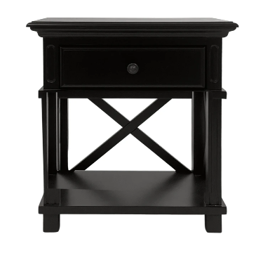 Hamptons Black Bedside Table