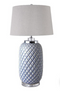 Pineapple Blue Table Lamp with Natural Linen Shade